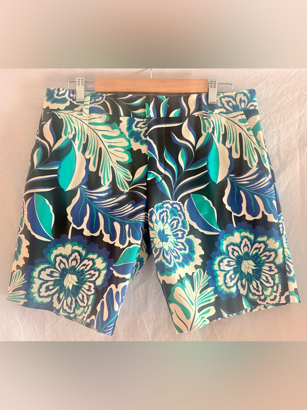 Mr Turk Vintage Men's Floral Print Flat Front Shorts - Blue/Teal